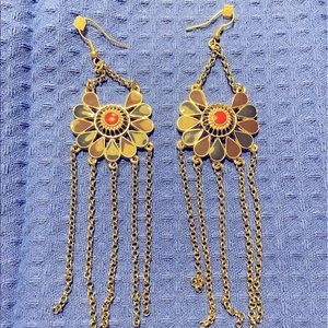 Navy & purple dangle earrings